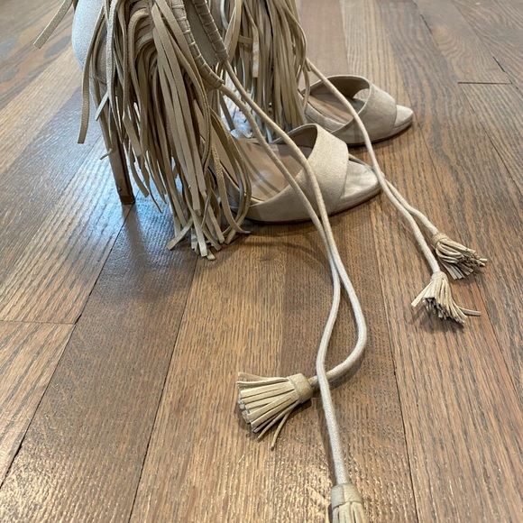 Zara Faux Suede Fringe Heels - Picture 3 of 6